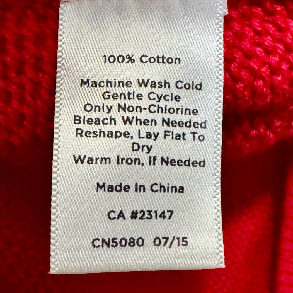 Talbots Zip Front Mock Neck Drop Shoulder Dolmain Sleeve Red Cotton Poncho L/XL - Picture 11 of 11